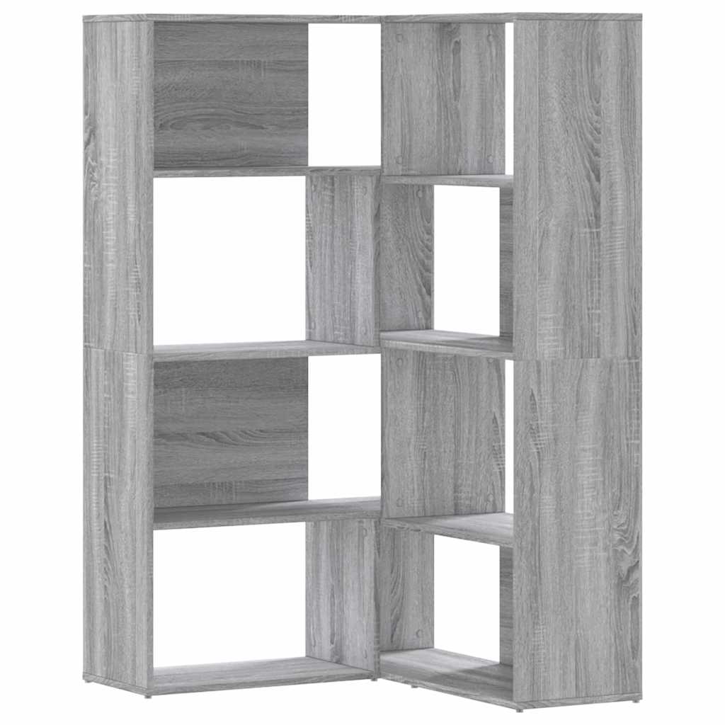 Bibliothèque d'angle à 4 niveaux sonoma gris bois d'ingénierie - XIOS