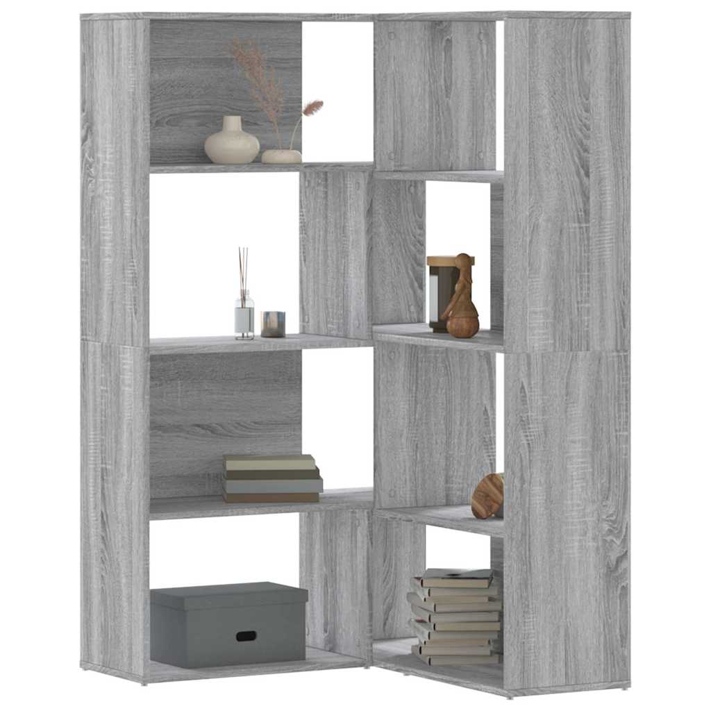 Bibliothèque d'angle à 4 niveaux sonoma gris bois d'ingénierie - XIOS
