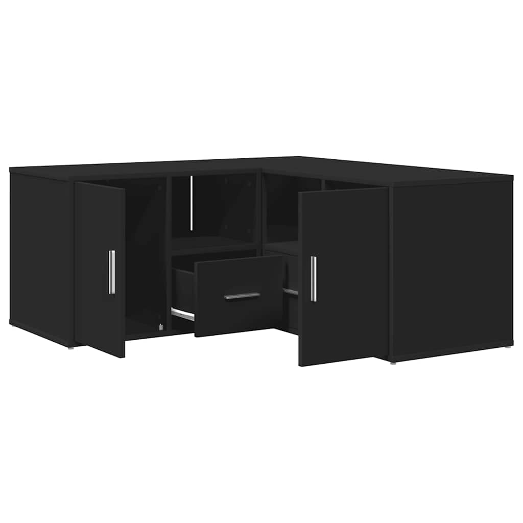 Armoire d'angle noir 160x40x45 cm bois d’ingénierie