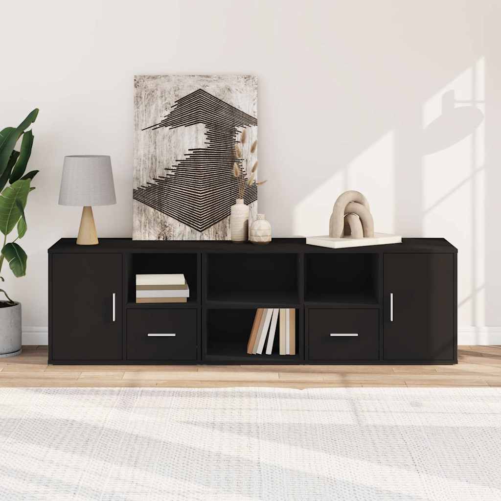 Armoire d'angle noir 160x40x45 cm bois d’ingénierie