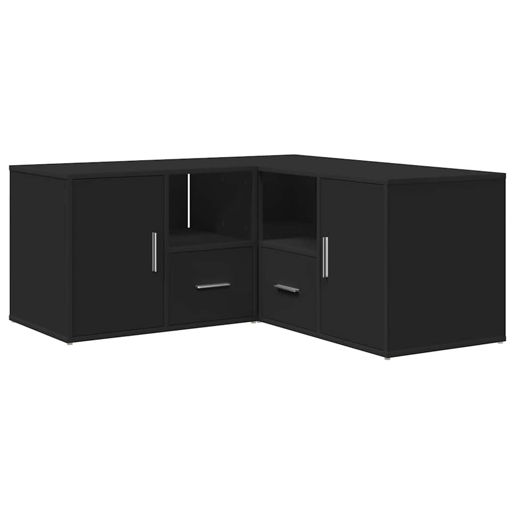 Armoire d'angle noir 160x40x45 cm bois d’ingénierie