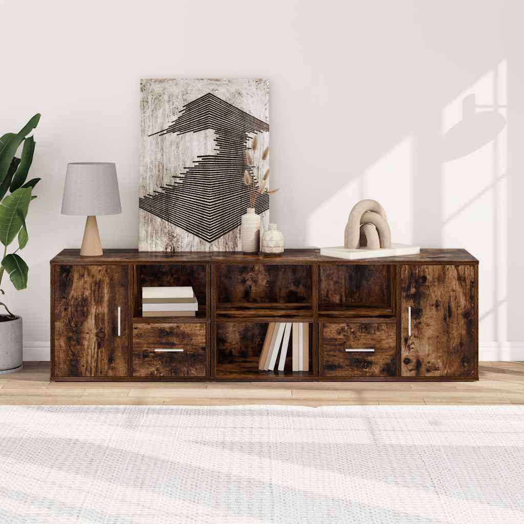 Armoire d'angle chêne fumé 160x40x45 cm bois d'ingénierie - XIOS
