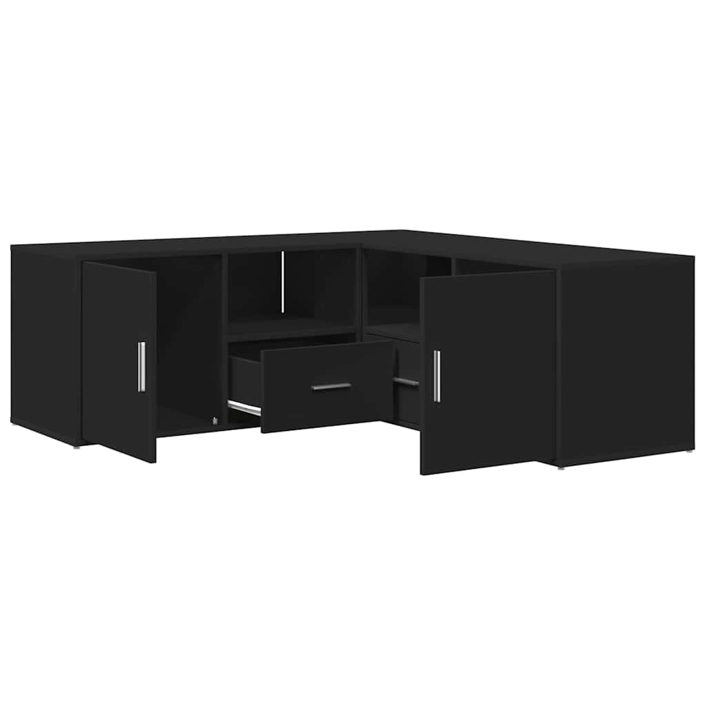 Armoire d'angle noir 200x40x45 cm bois d’ingénierie