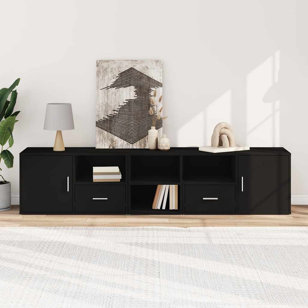 Armoire d'angle noir 200x40x45 cm bois d’ingénierie
