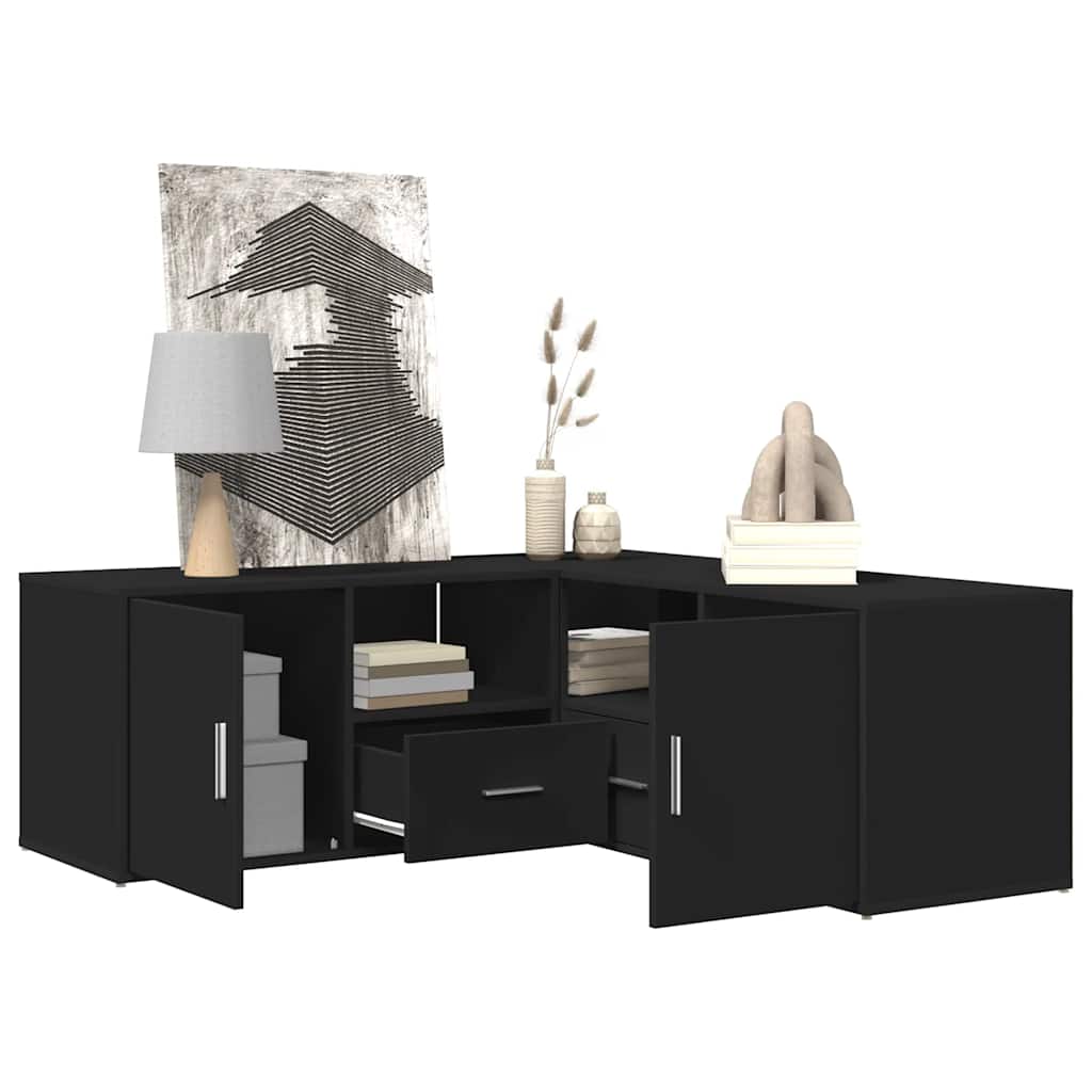 Armoire d'angle noir 200x40x45 cm bois d’ingénierie