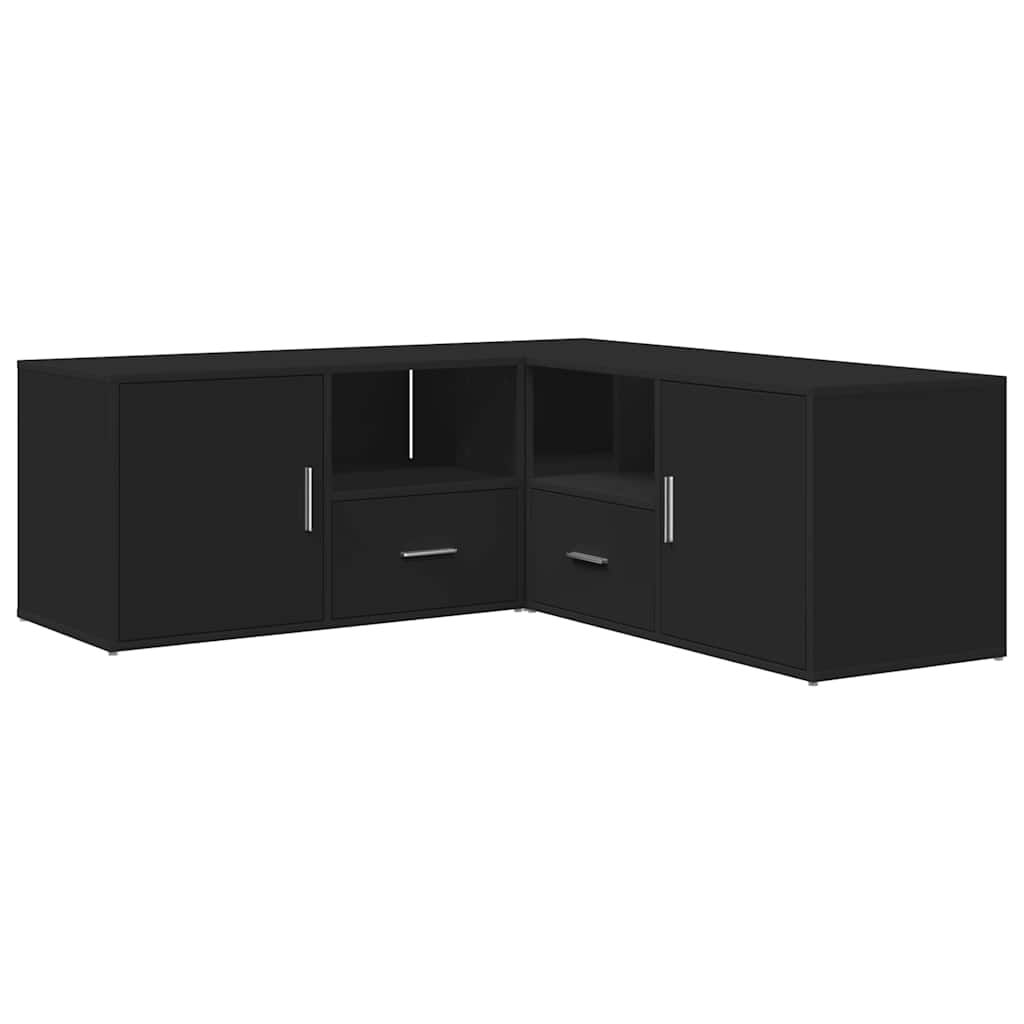 Armoire d'angle noir 200x40x45 cm bois d’ingénierie