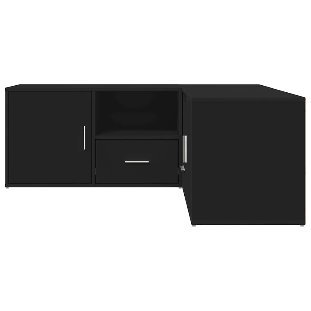 Armoire d'angle noir 200x40x45 cm bois d’ingénierie