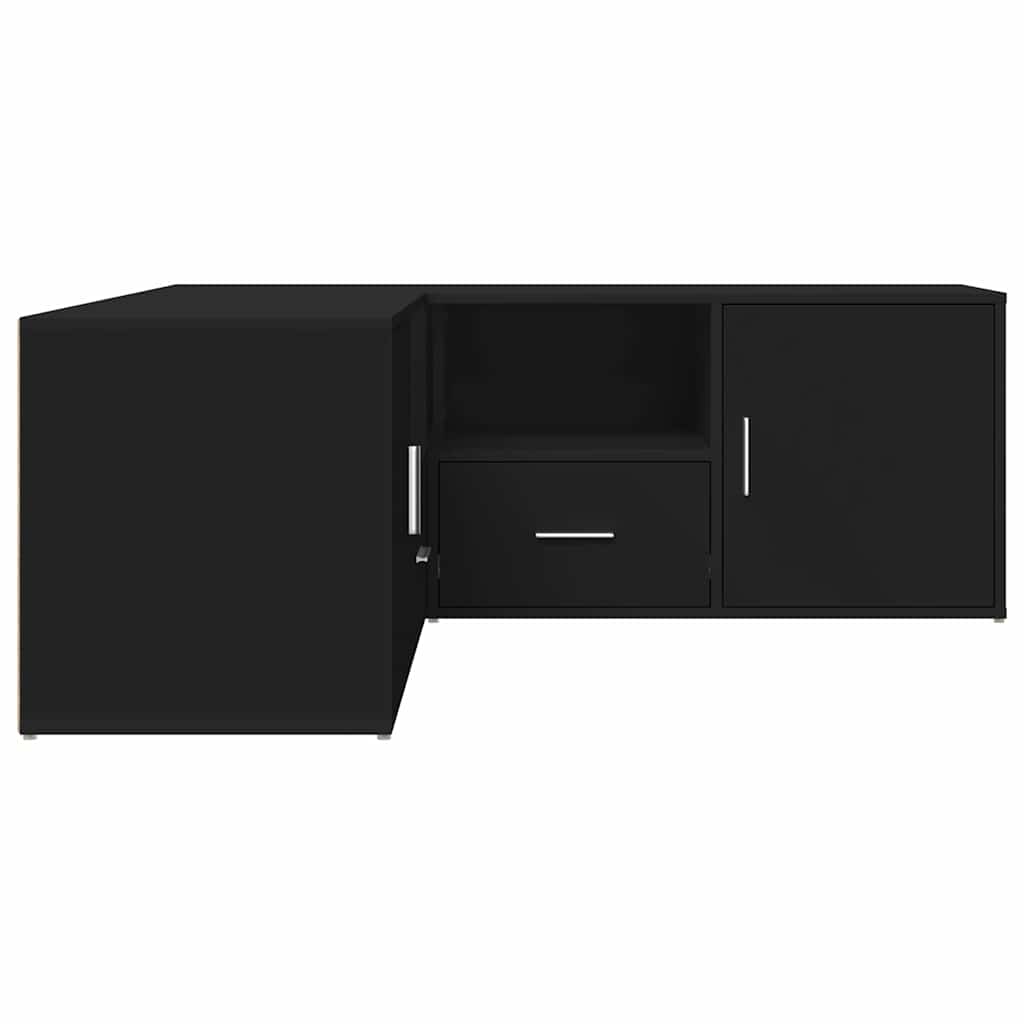 Armoire d'angle noir 200x40x45 cm bois d’ingénierie