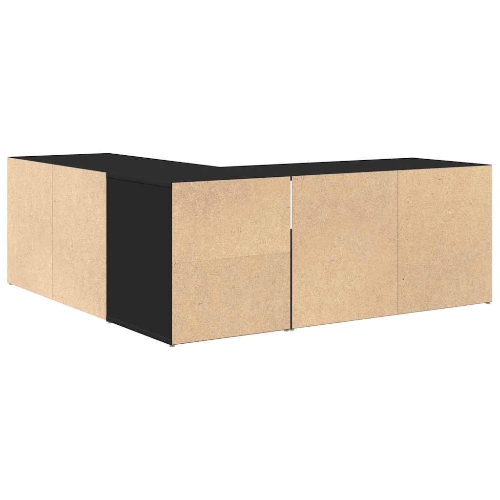 Armoire d'angle noir 200x40x45 cm bois d’ingénierie