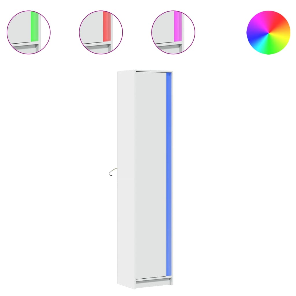 Buffet haut avec LED blanc 41,5x32,5x200 cm bois d’ingénierie - XIOS