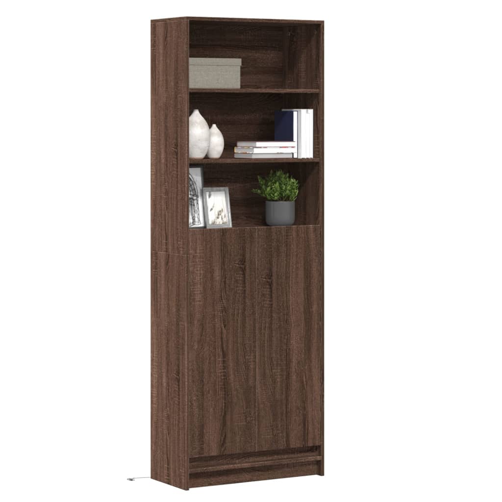 Buffet haut avec LED chêne marron 69x32,5x200cm bois ingénierie - XIOS