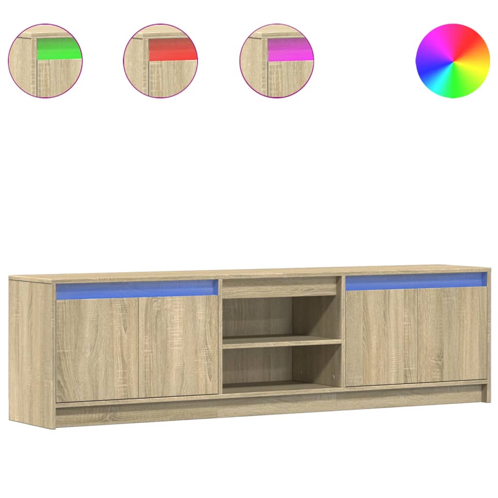 Meuble TV avec LED chêne sonoma 180x34x50 cm bois d'ingénierie - XIOS