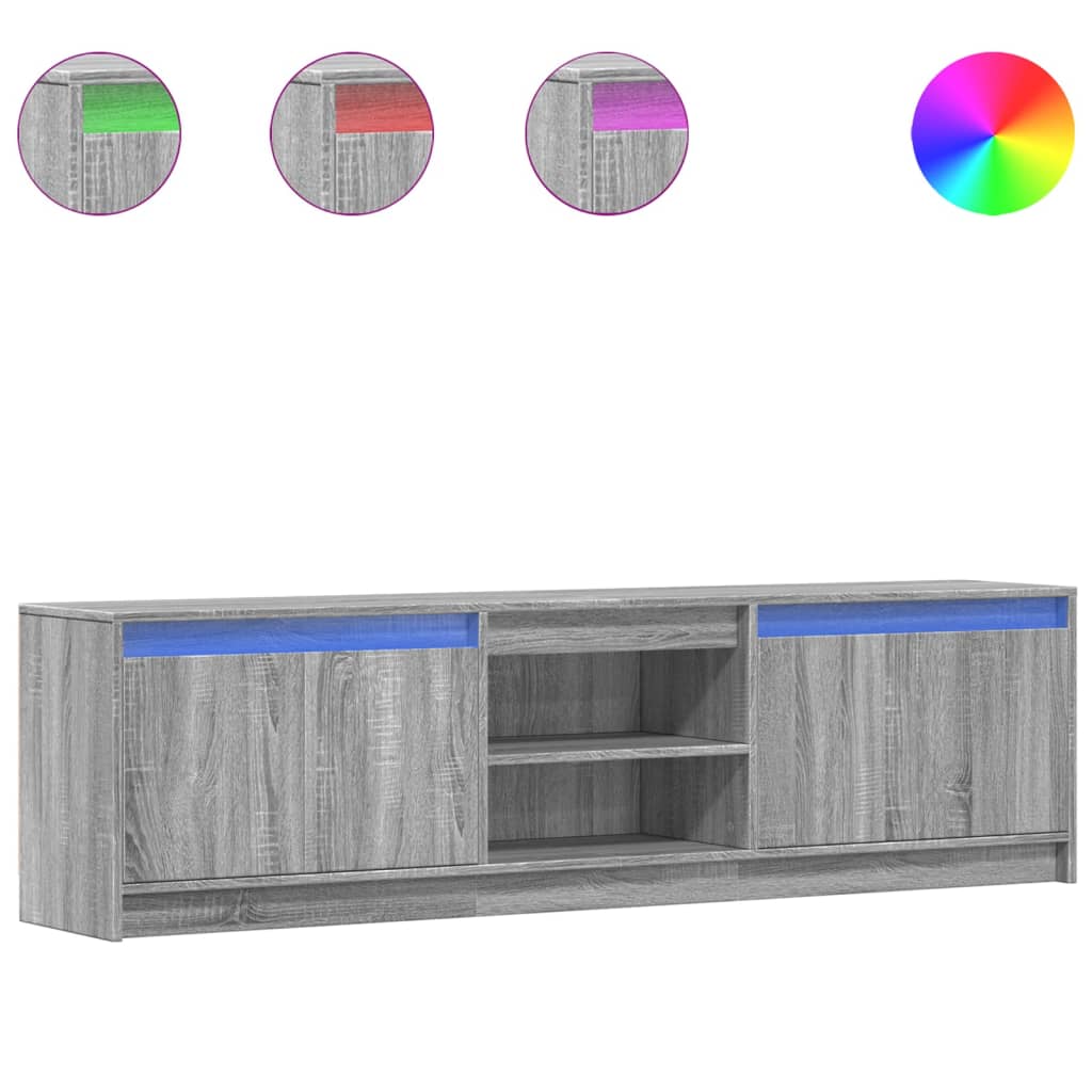Meuble TV avec LED sonoma gris 180x34x50 cm bois d'ingénierie - XIOS