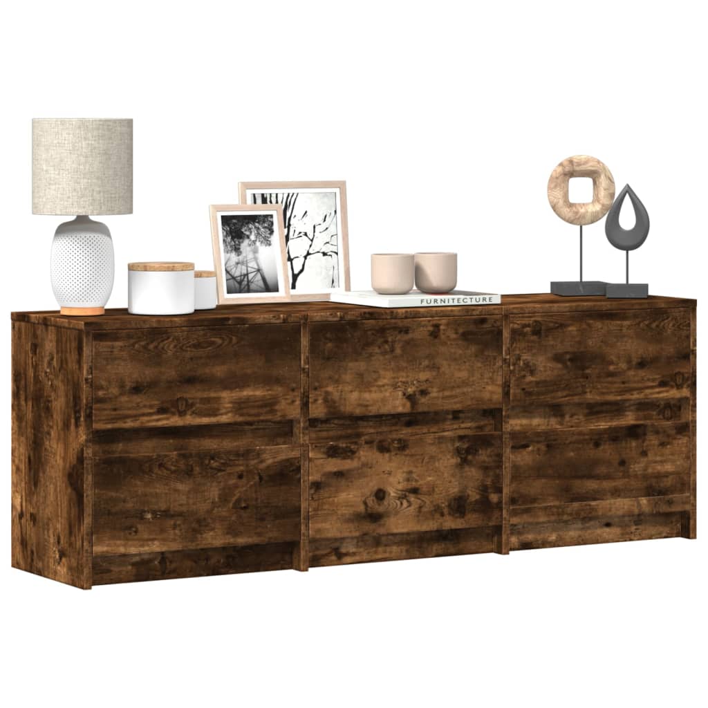 Meuble TV avec LED chêne fumé 140x34x50 cm bois d'ingénierie - XIOS