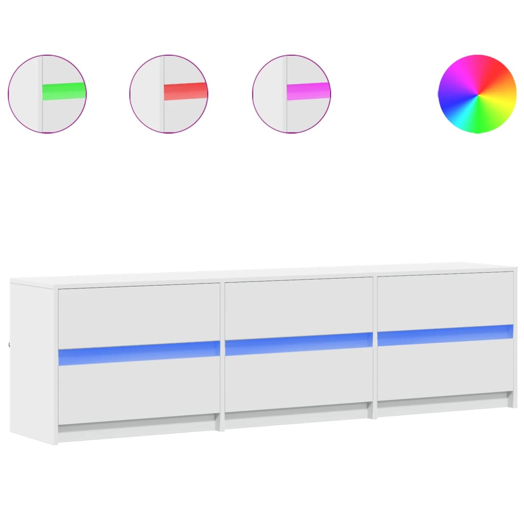 Meuble TV avec LED blanc 180x34x50 cm bois d'ingénierie - XIOS