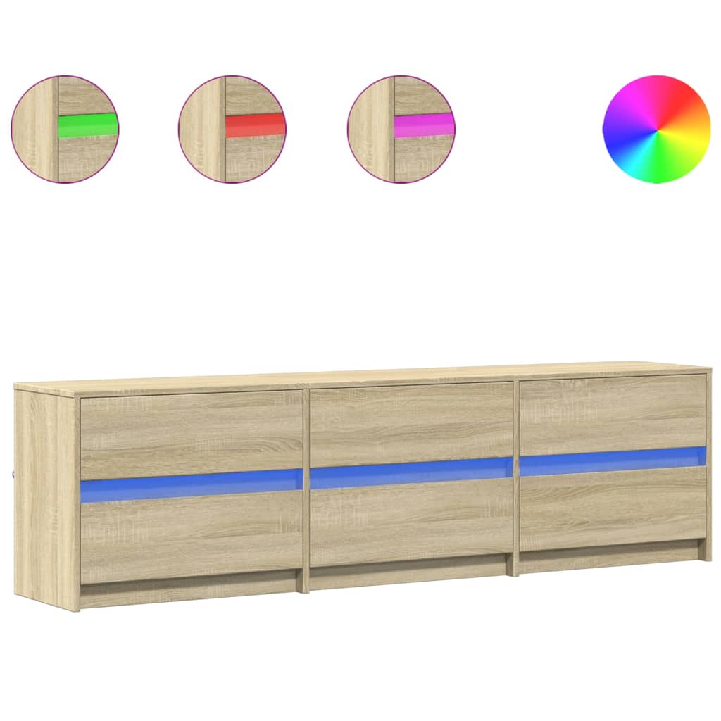 Meuble TV avec LED chêne sonoma 180x34x50 cm bois d'ingénierie - XIOS
