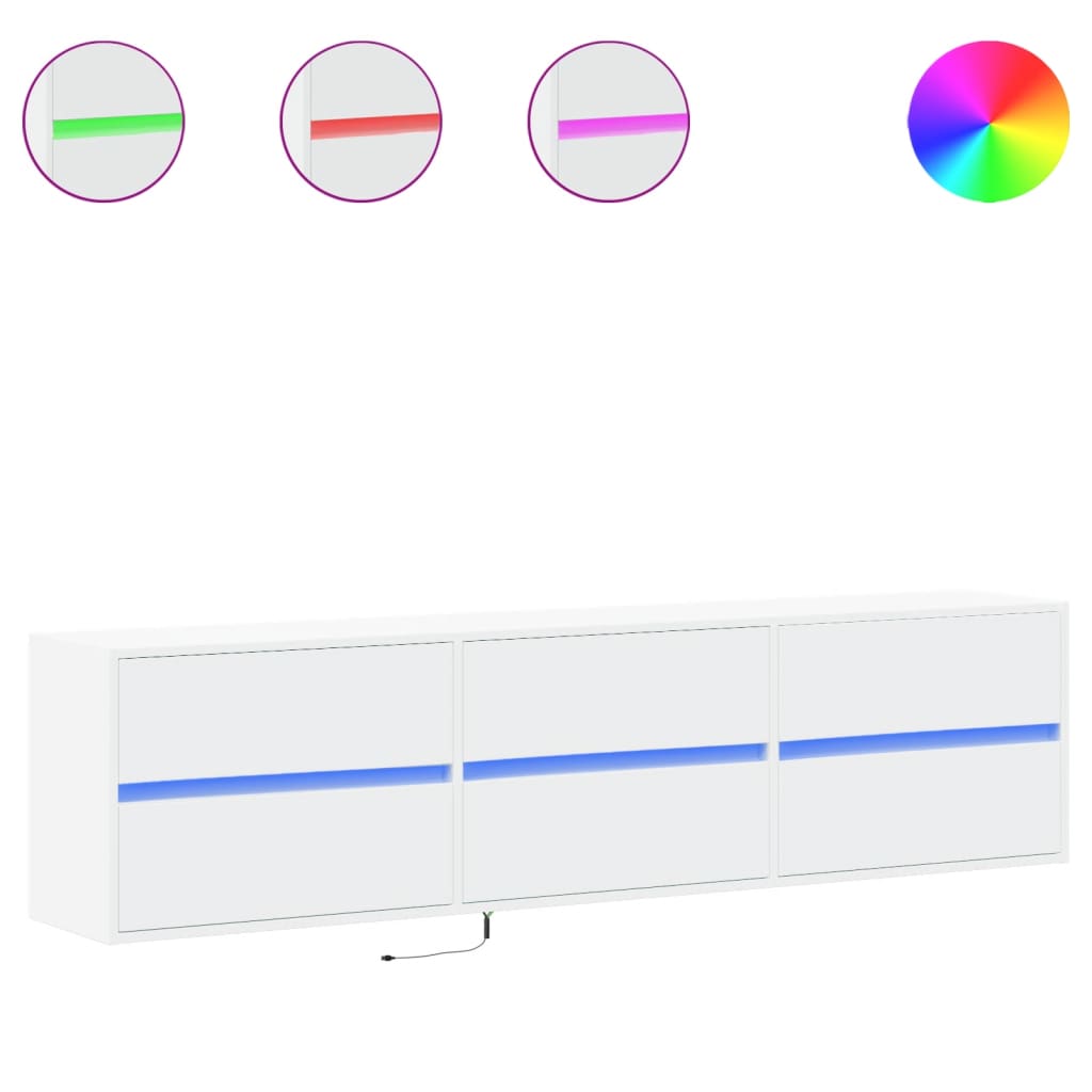 Meuble TV mural avec LED blanc 180x31x45 cm - XIOS
