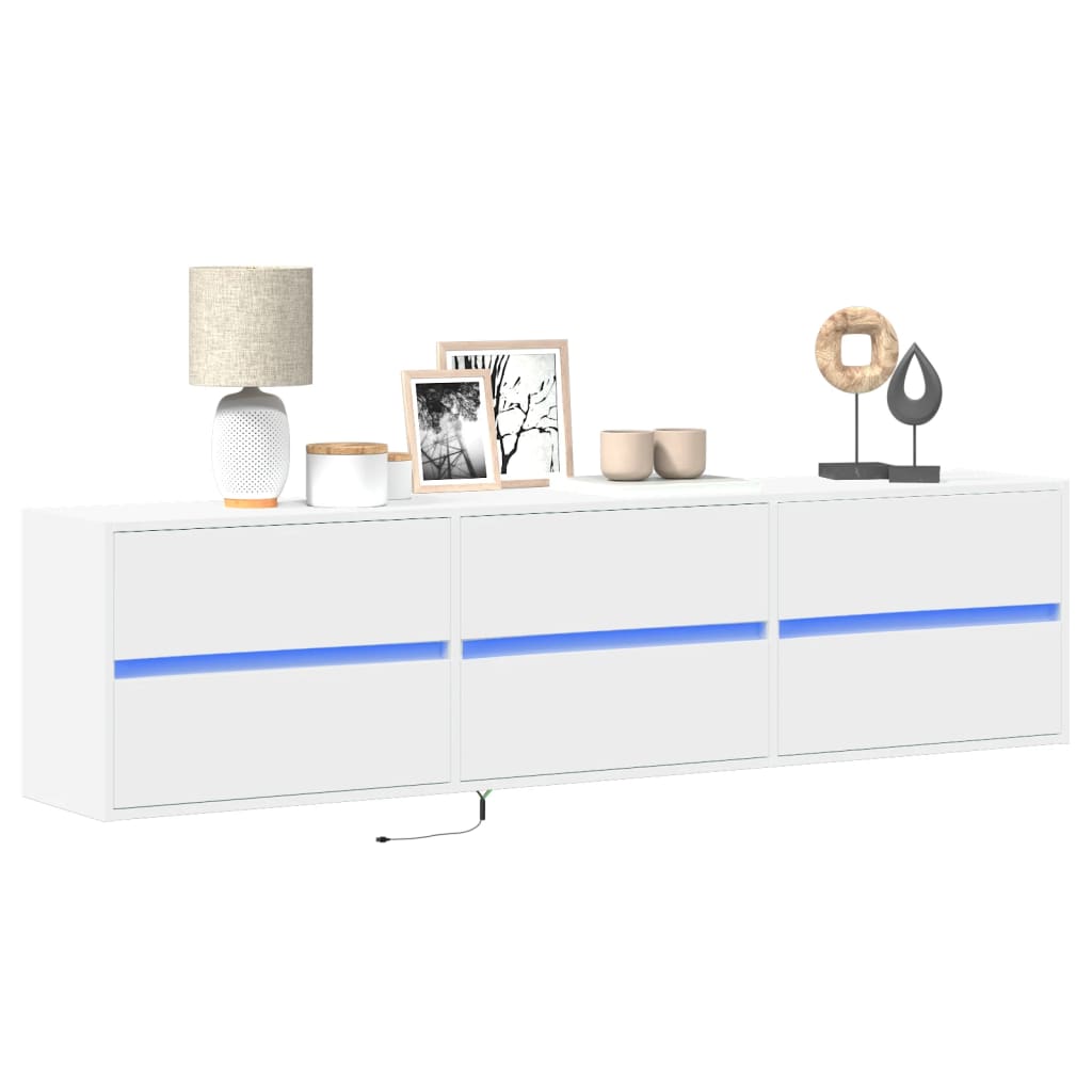 Meuble TV mural avec LED blanc 180x31x45 cm - XIOS