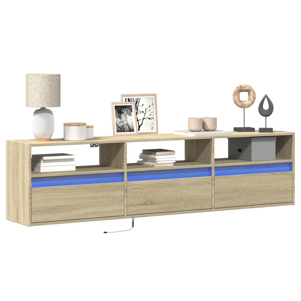 Meuble TV mural avec LED chêne sonoma 180x31x45 cm - XIOS
