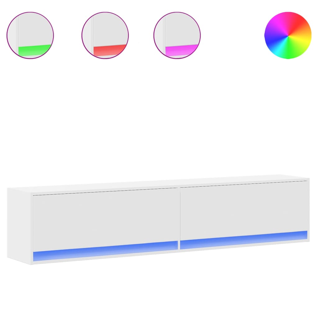 Meuble TV mural avec LED blanc 180x31x38 cm - XIOS