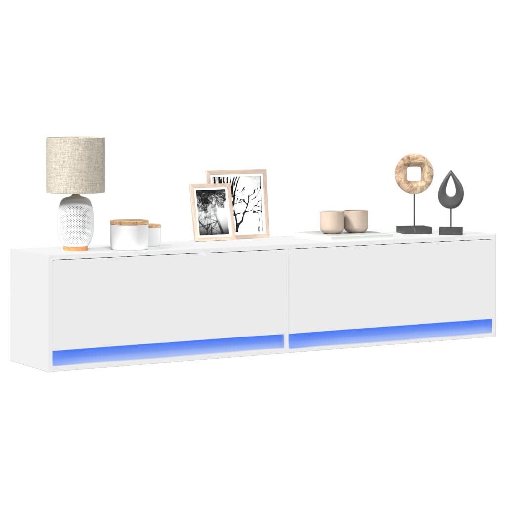 Meuble TV mural avec LED blanc 180x31x38 cm - XIOS