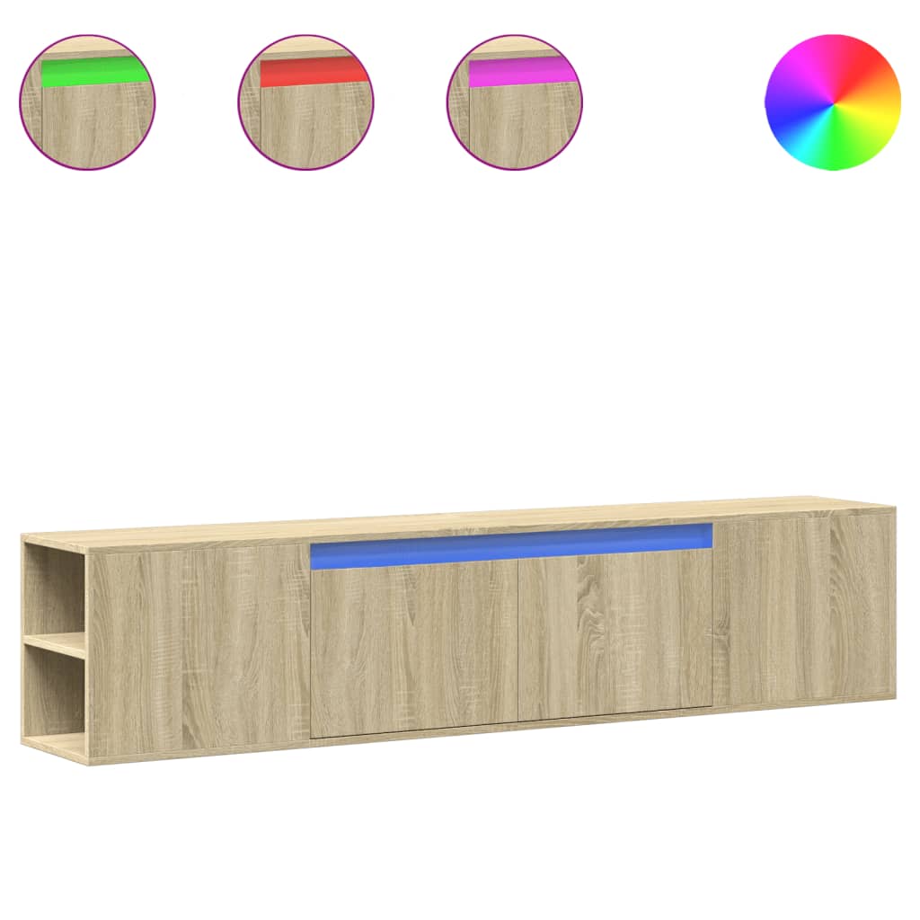 Meuble TV mural avec LED chêne sonoma 180x31x39,5 cm - XIOS