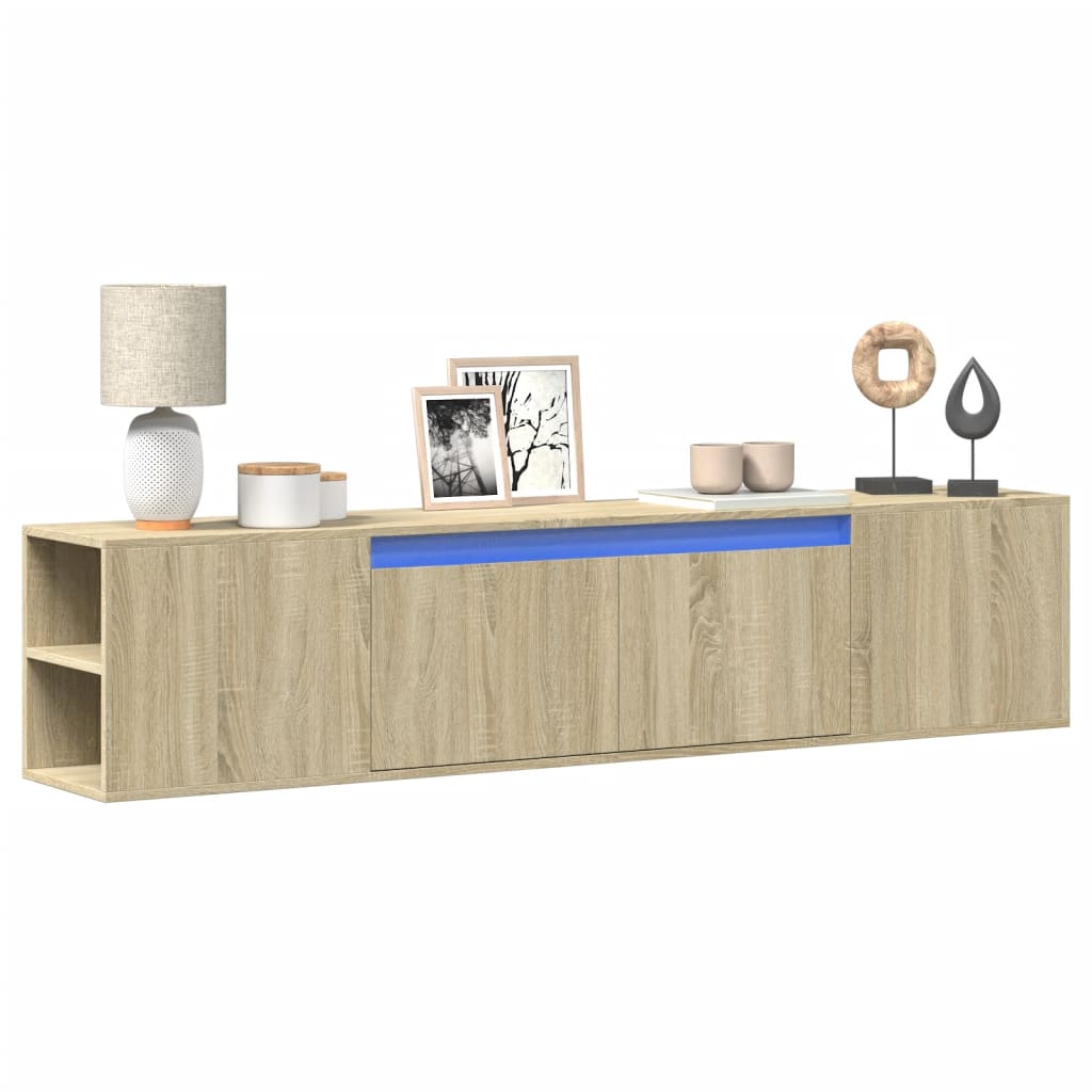 Meuble TV mural avec LED chêne sonoma 180x31x39,5 cm - XIOS