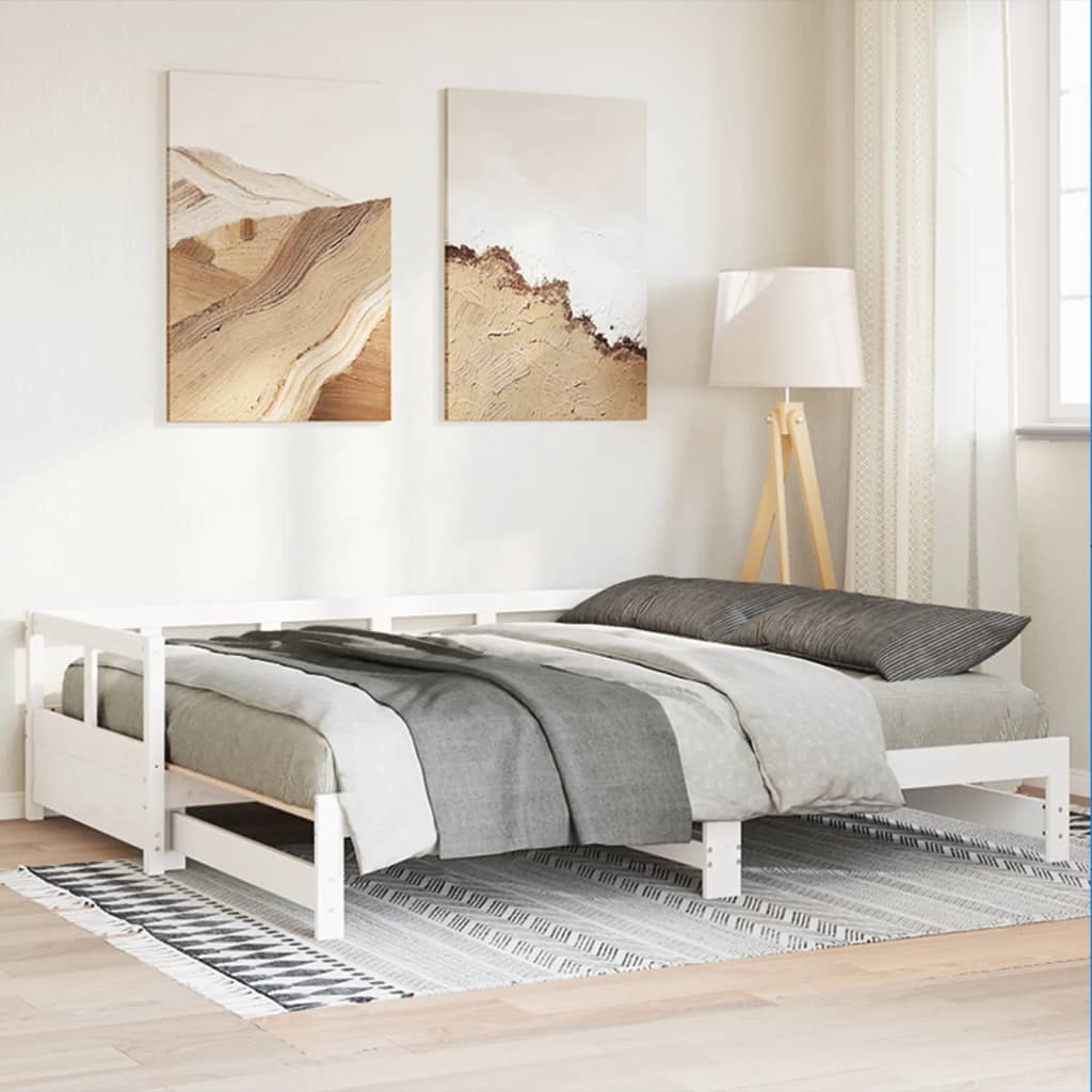 Lit de jour sans matelas blanc 90x200 cm bois de pin massif - XIOS