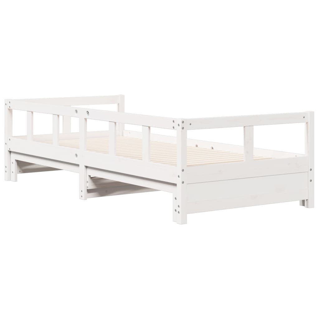 Lit de jour sans matelas blanc 90x200 cm bois de pin massif - XIOS