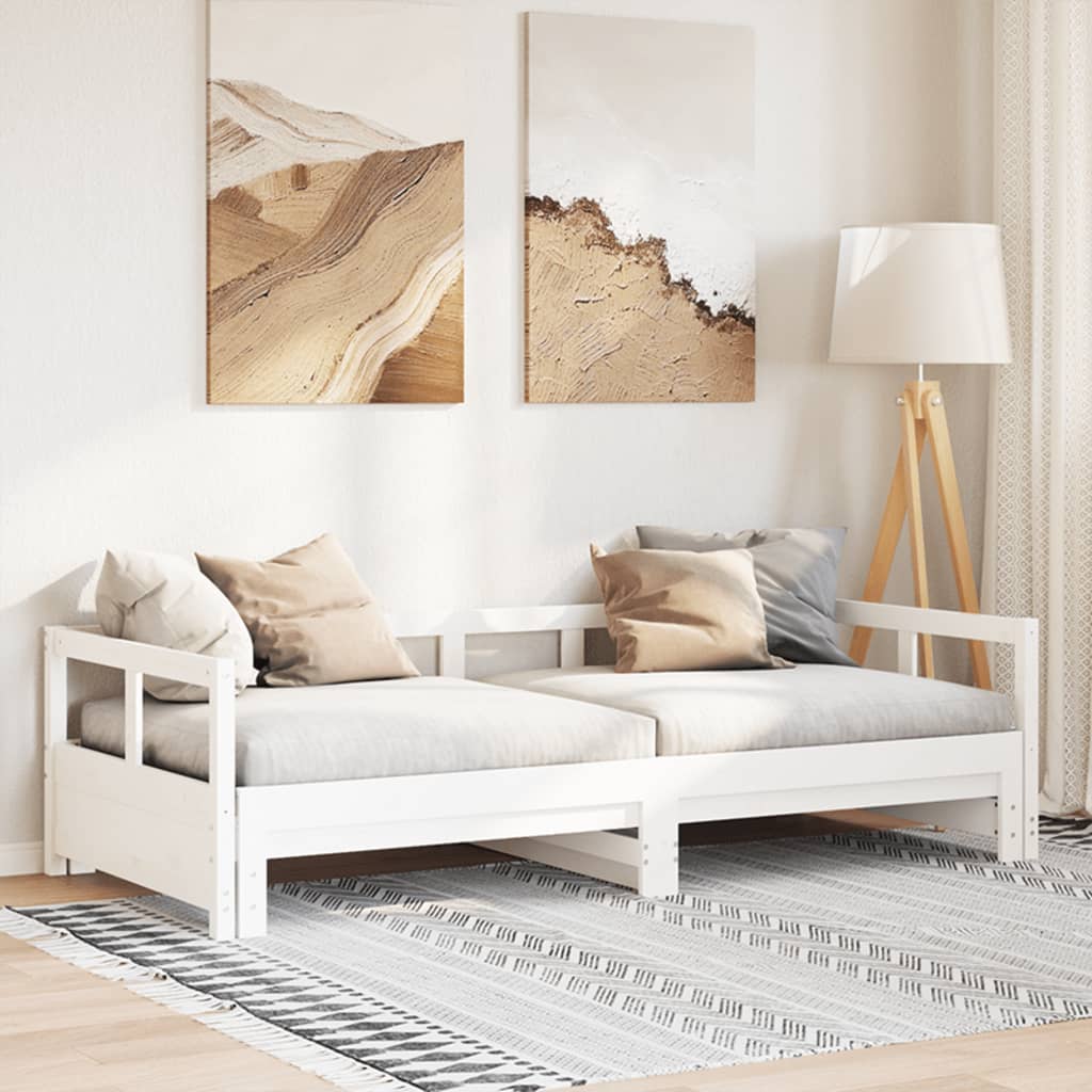 Lit de jour sans matelas blanc 90x200 cm bois de pin massif - XIOS