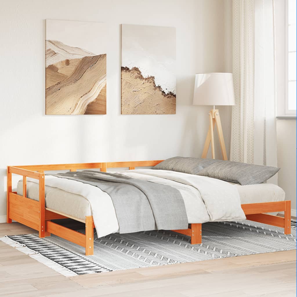 Lit de jour sans matelas cire marron 90x190 cm bois pin massif - XIOS