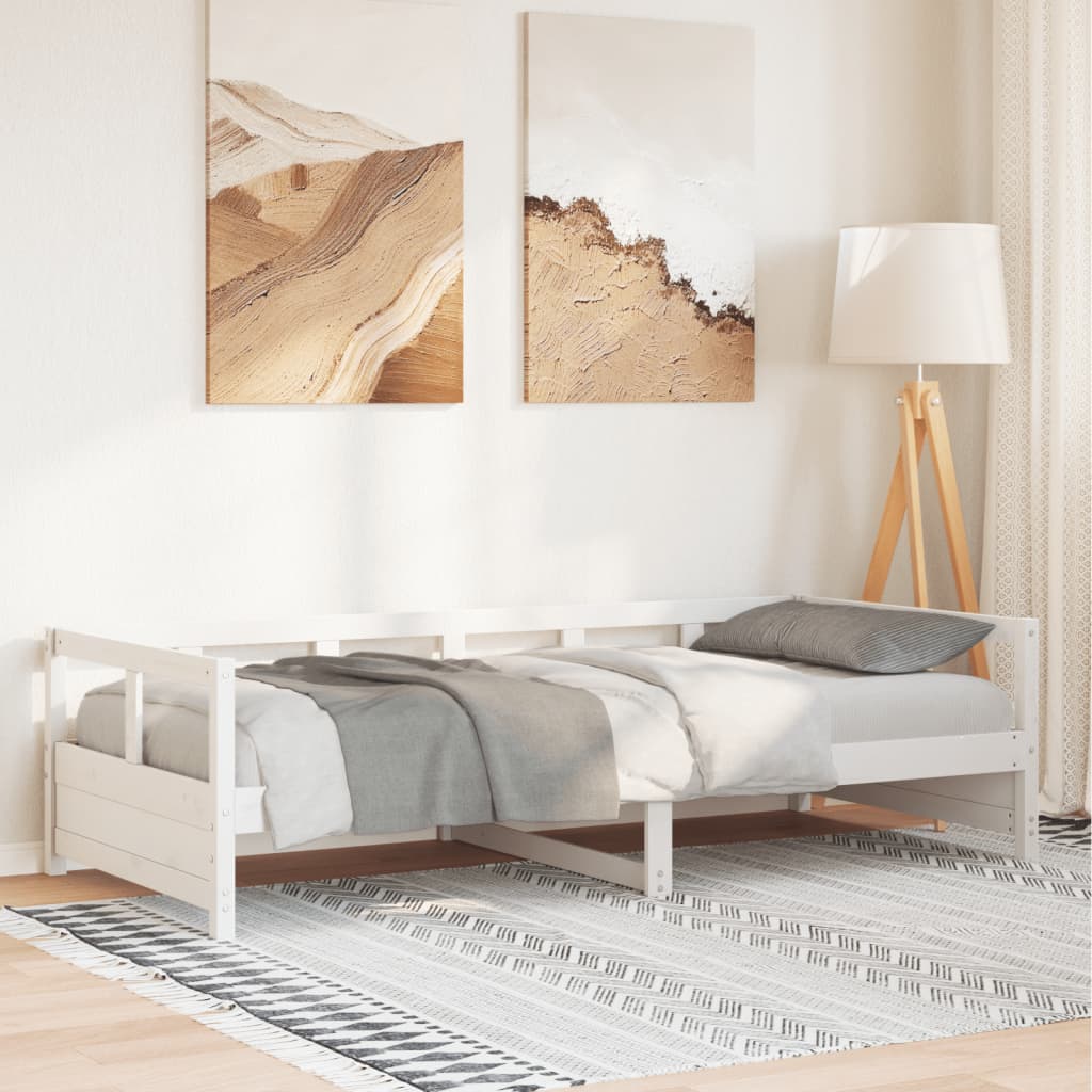 Lit de jour sans matelas blanc 90x200 cm bois de pin massif - XIOS