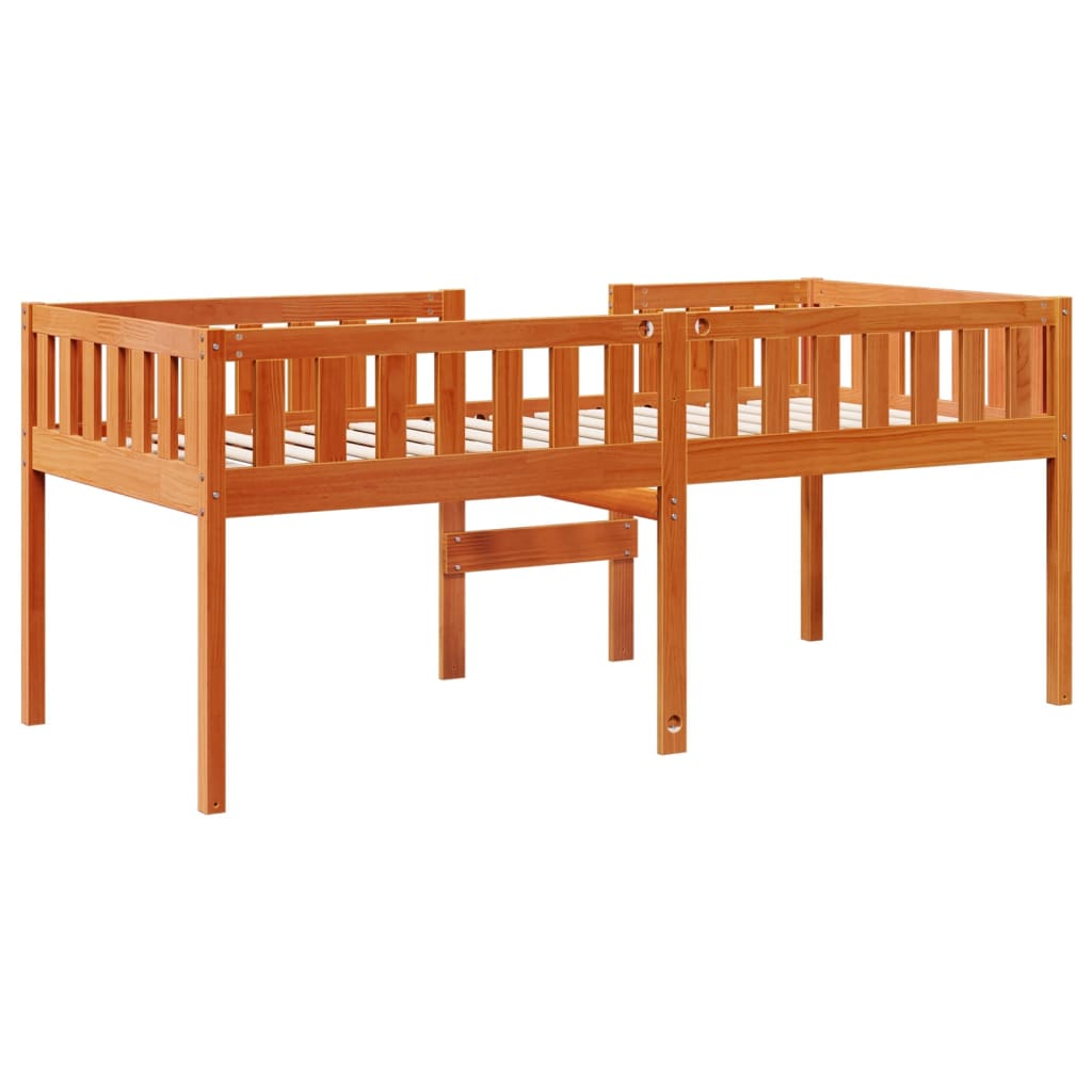 Lit pour enfants sans matelas cire marron 90x200 cm pin massif - XIOS