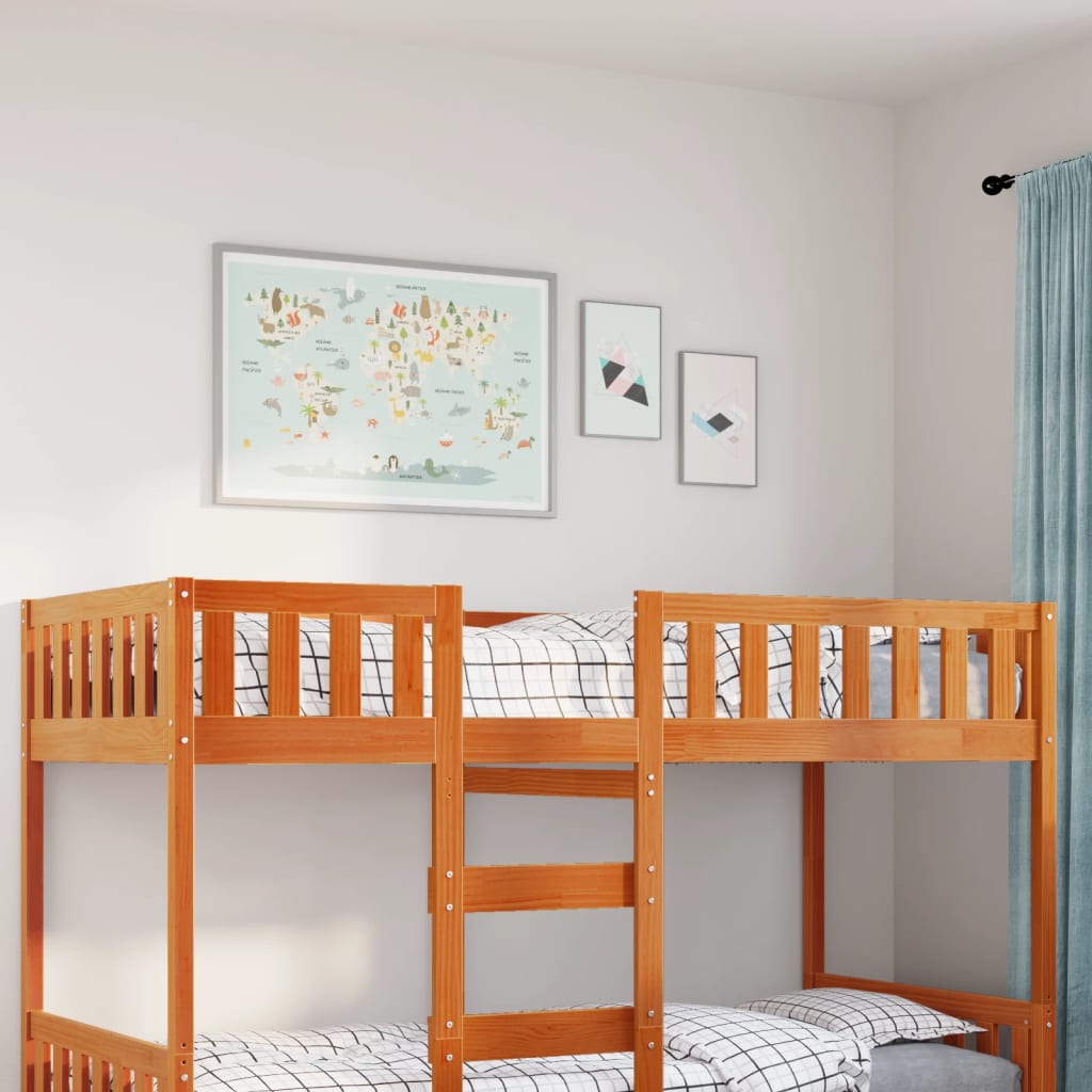 Lit pour enfants sans matelas cire marron 90x200 cm pin massif - XIOS