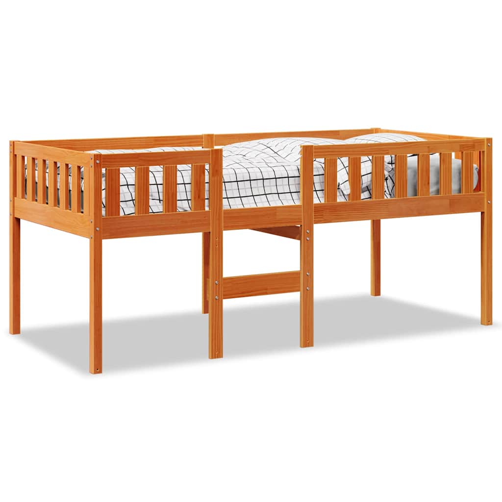 Lit pour enfants sans matelas cire marron 90x190 cm pin massif - XIOS