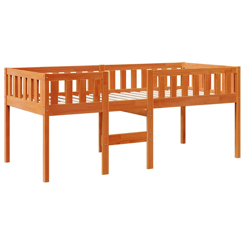 Lit pour enfants sans matelas cire marron 90x190 cm pin massif - XIOS