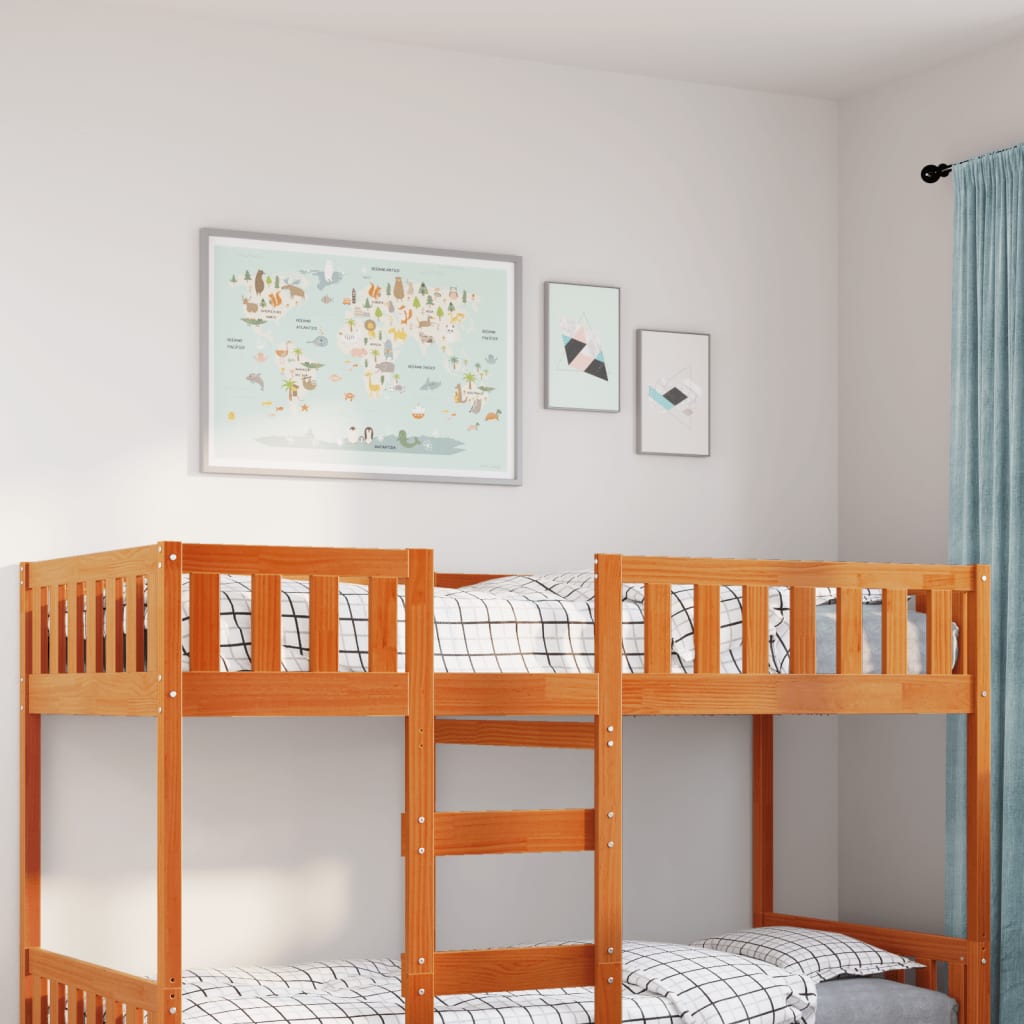 Lit pour enfants sans matelas cire marron 90x190 cm pin massif - XIOS