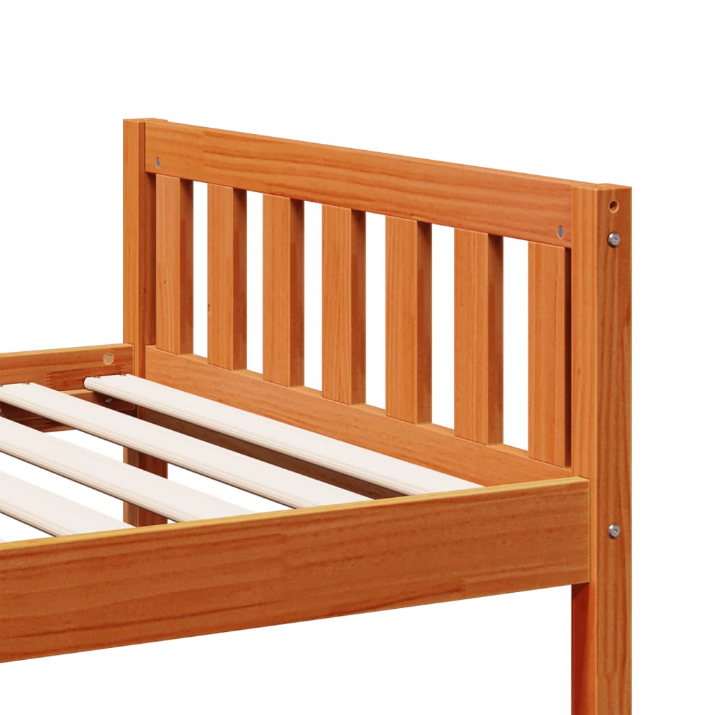 Lit pour enfants sans matelas cire marron 80x200 cm pin massif - XIOS