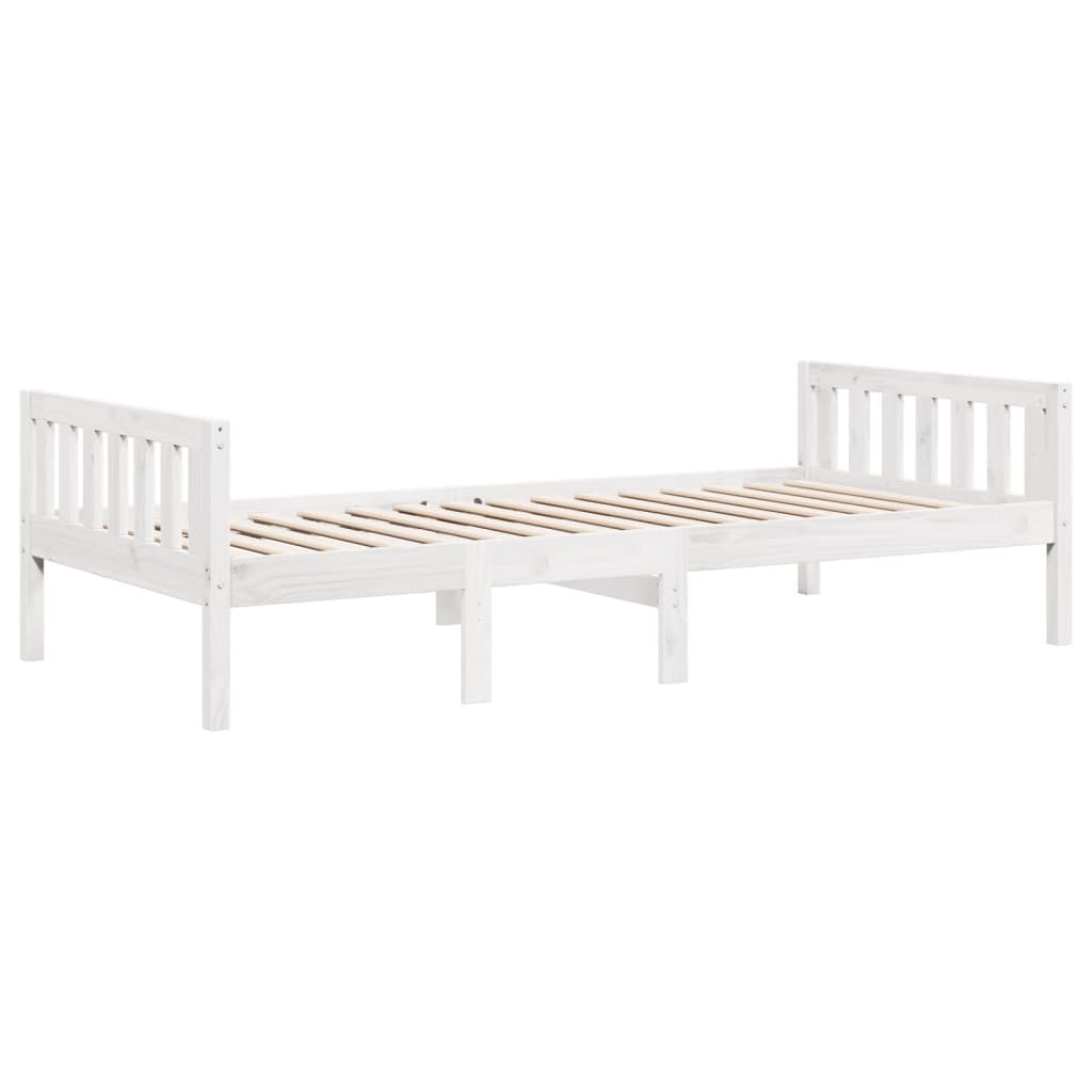 Lit pour enfants sans matelas blanc 90x200cm bois de pin massif - XIOS