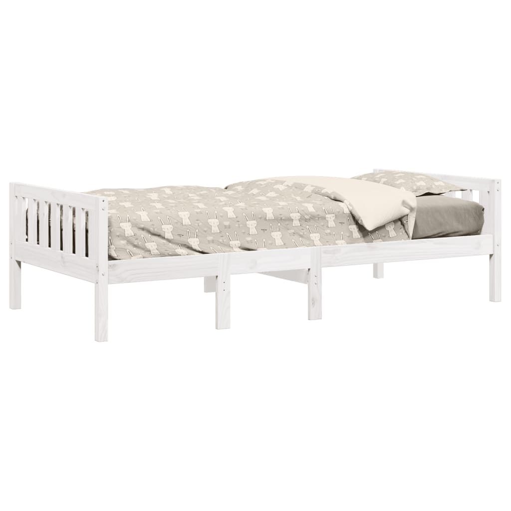 Lit pour enfants sans matelas blanc 90x200cm bois de pin massif - XIOS