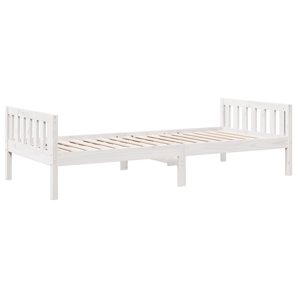 Lit pour enfants sans matelas blanc 90x200cm bois de pin massif - XIOS