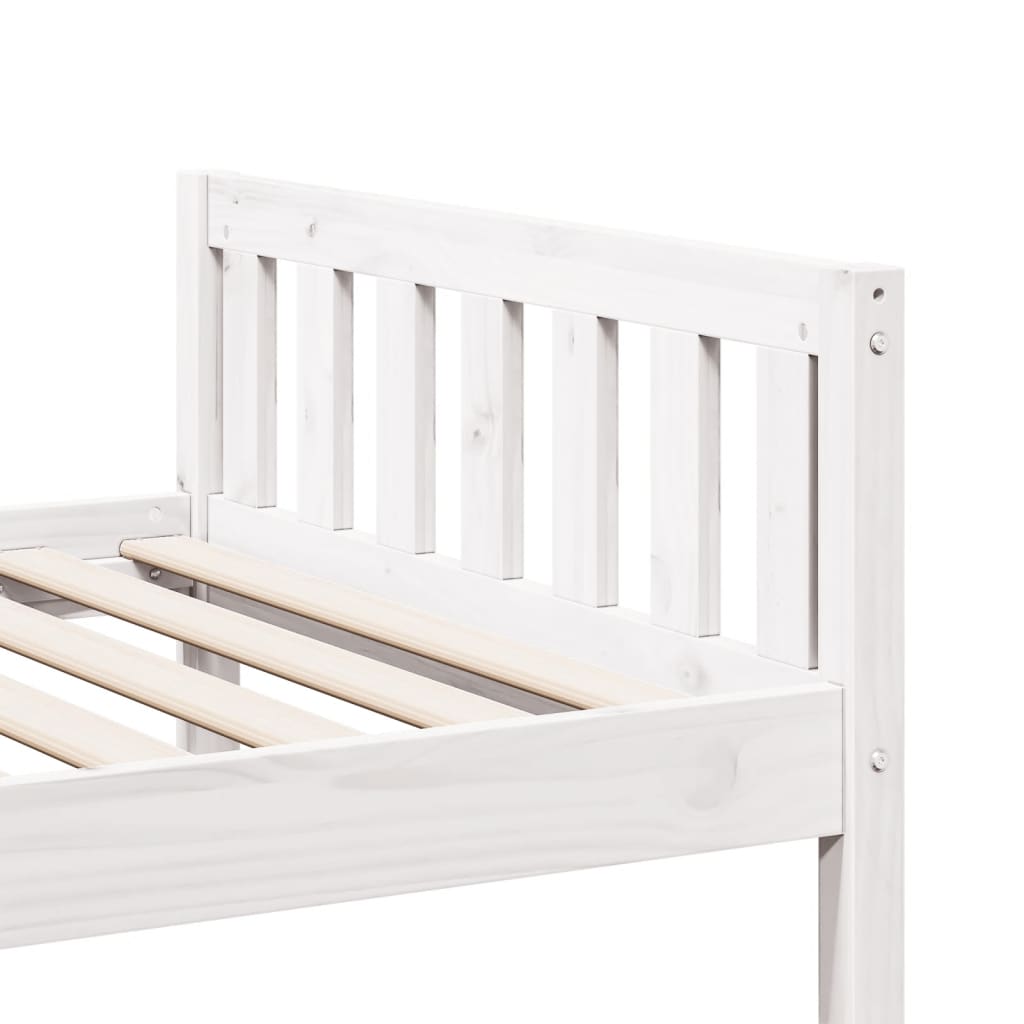 Lit pour enfants sans matelas blanc 90x200cm bois de pin massif - XIOS