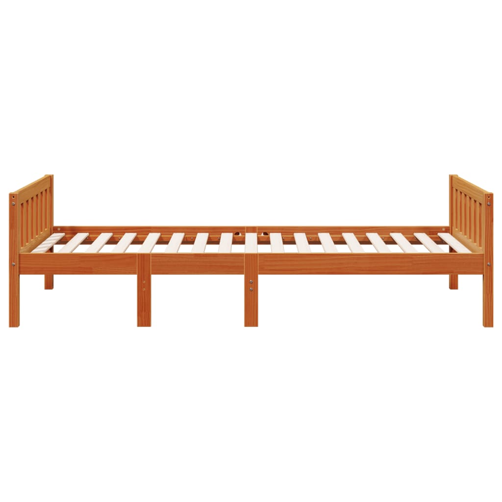 Lit pour enfants sans matelas cire marron 90x200 cm pin massif - XIOS