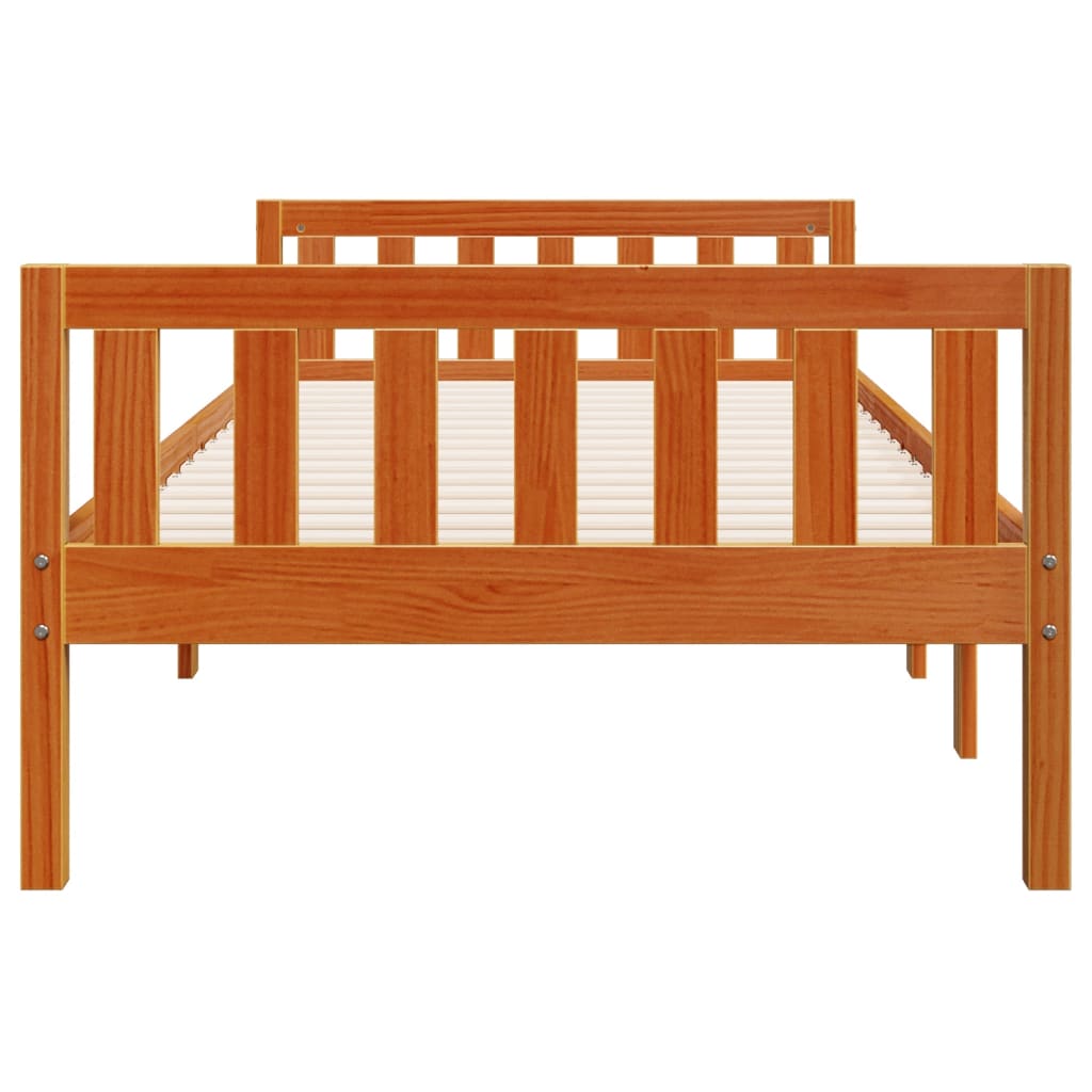 Lit pour enfants sans matelas cire marron 90x200 cm pin massif - XIOS