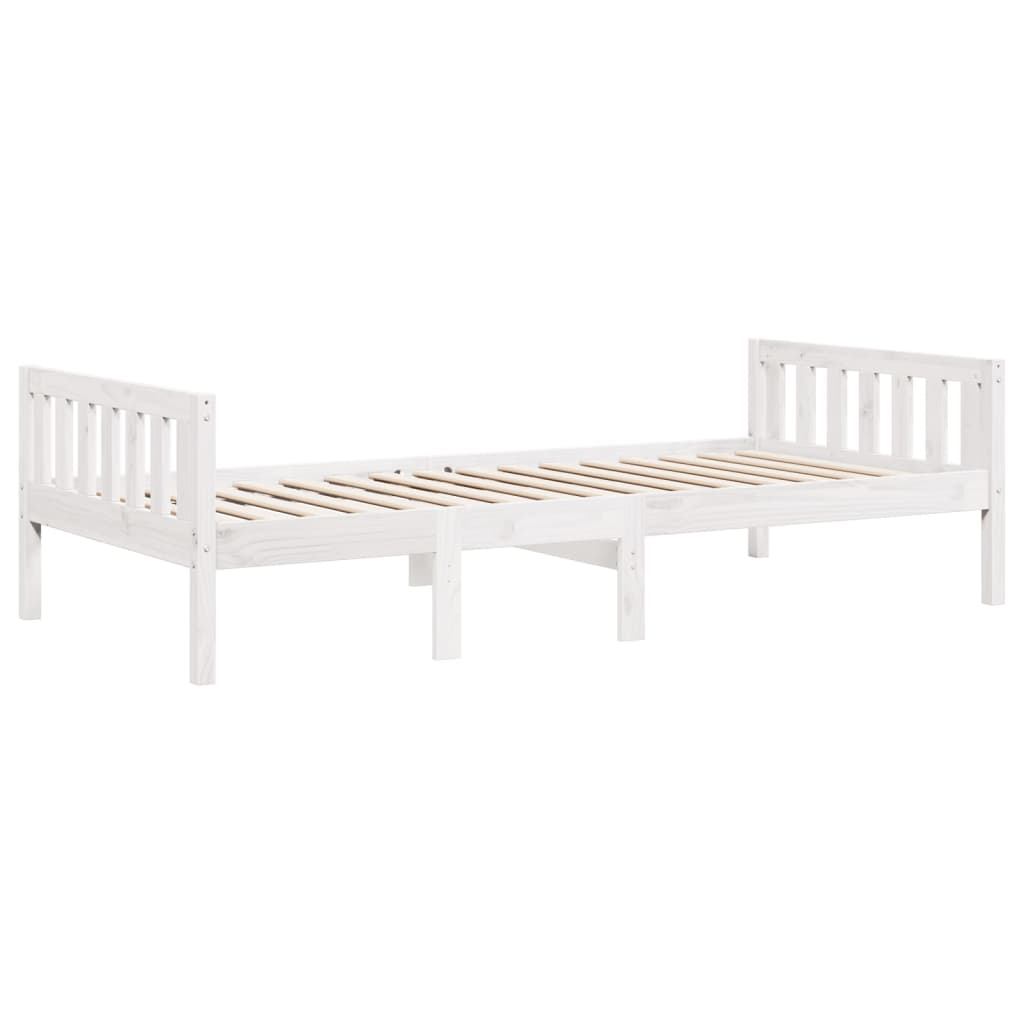 Lit pour enfants sans matelas blanc 90x190cm bois de pin massif - XIOS