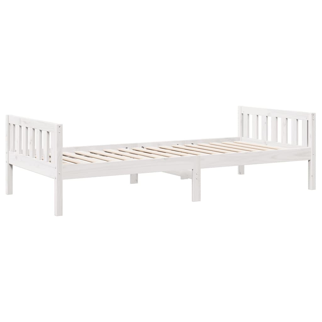 Lit pour enfants sans matelas blanc 90x190cm bois de pin massif - XIOS