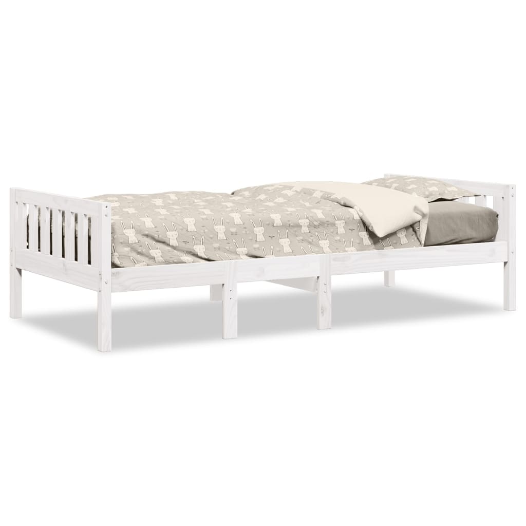 Lit pour enfants sans matelas blanc 75x190cm bois de pin massif - XIOS