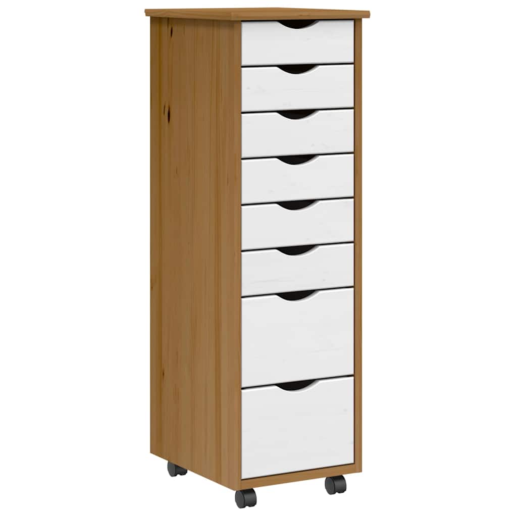 Armoire roulante avec tiroirs MOSS bois de pin marron miel - XIOS