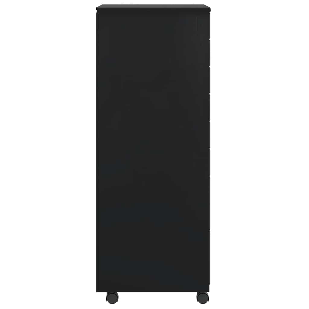 Armoire roulante avec tiroirs MOSS noir bois de pin solide - XIOS