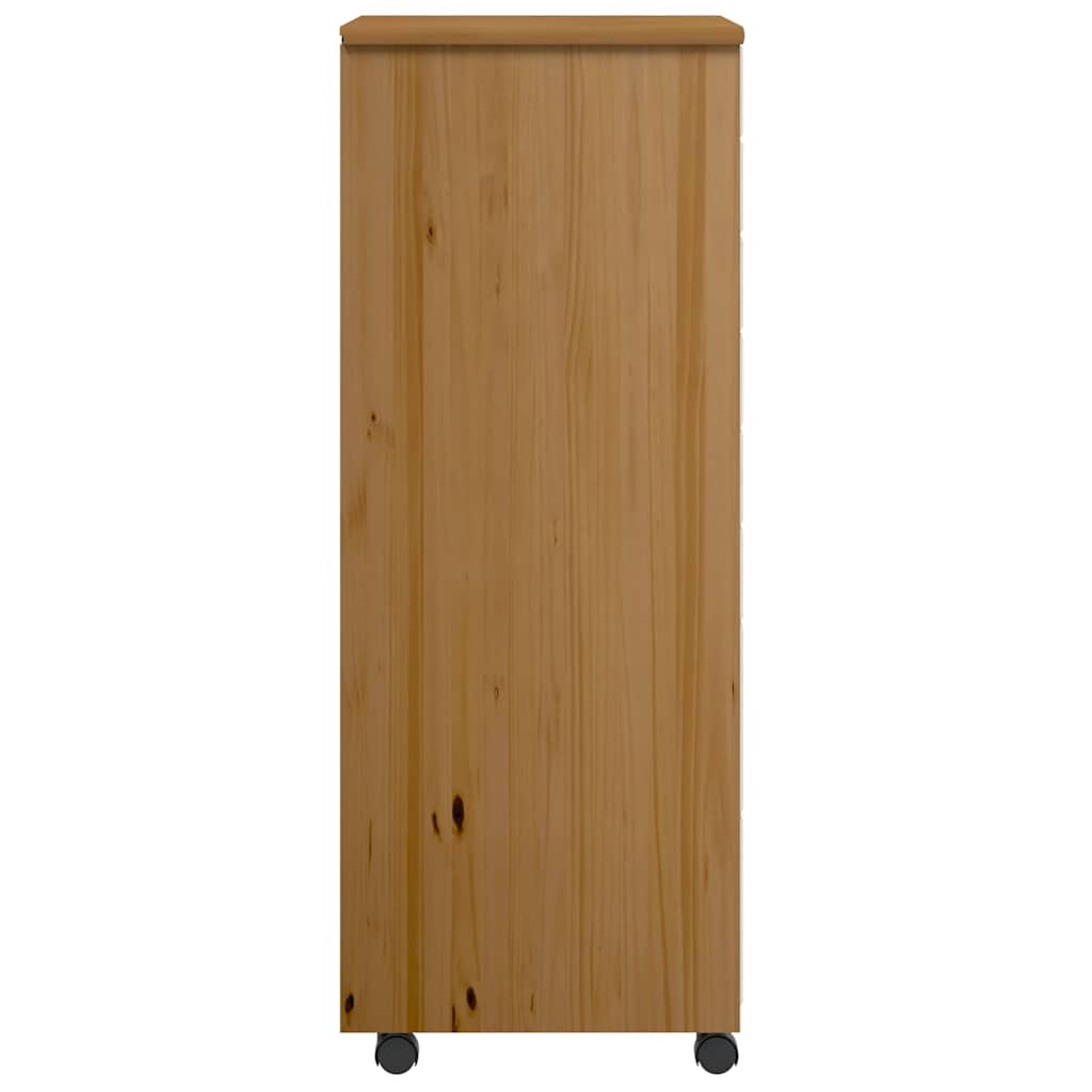 Armoire roulante avec tiroirs MOSS bois de pin marron miel - XIOS